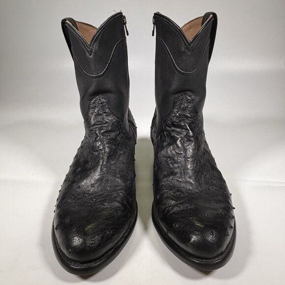 Tecovas Black Ostrich Western Ankle Boots Mens Size 10 EE Wide Zipper 1020 main image 4